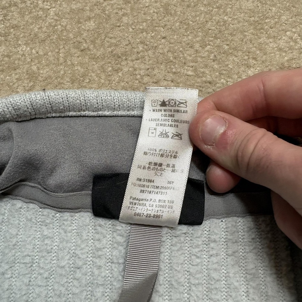 Patagonia Sweater Fleece Pullover Womens Large Gray 1/4 Zip Marsupial Stripe Rib - Picture 6 of 11